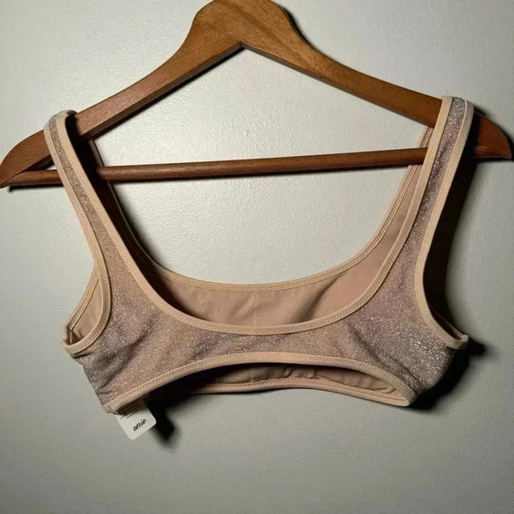 NWT AERIE SCOOP BIKINI TOP GLITTER  S - Picture 5 of 6